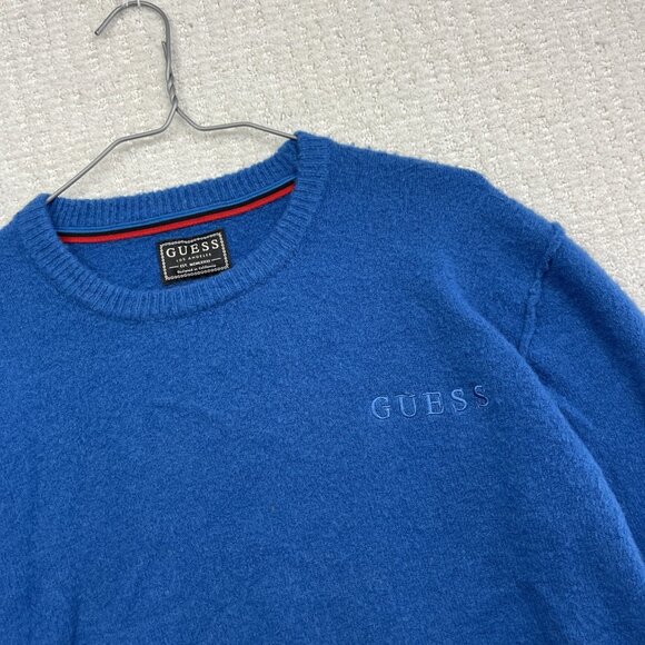 Guess Blue Sweater Men Size Small Mohair / Wool + Blend Pullover Jumper Knit - Picture 2 of 16